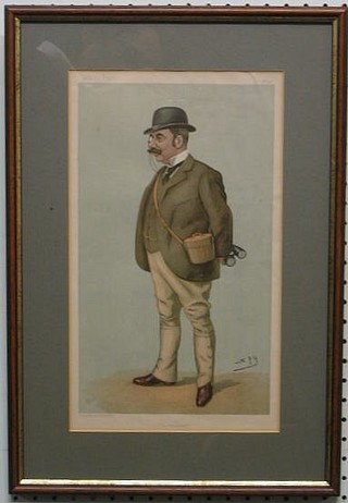 A Vanity Fair print "The Badminton" slight crease 13" x 7" contained in a double sided frame