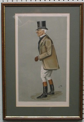 A Vanity Fair print "The Father of the Belvoir" 13" x 7" contained in a double sided frame