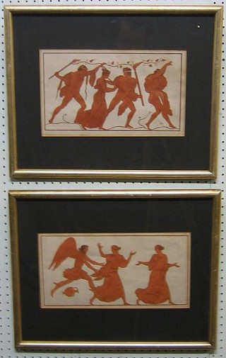 3 19th/20th Century Grecian pictures of warriors 7" x 11" and 8" x 13" 