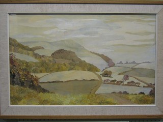 A collage "Downland Landscape" 16" x 26"