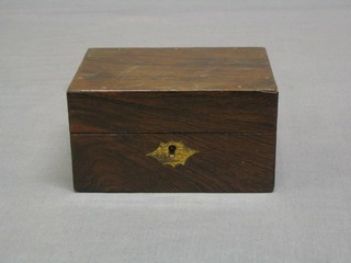A Victorian rectangular rosewood trinket box with hinged lid 6"