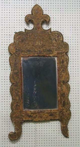 An Ottoman period bevelled plate wall mirror contained in  a highly elaborate lacquered frame 41"