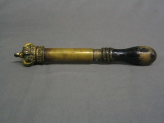 A 19th Century brass tip staff with turned ebony handle