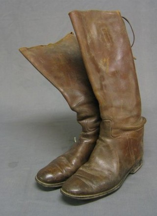 A pair of brown leather riding boots, approx size 7
