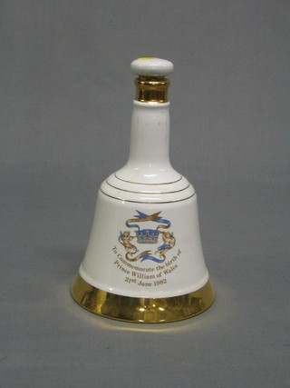 A 1982 50cl Wade Bells Whiskey decanter to commemorate the birth of Prince William (opened)