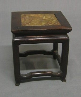 A square miniature Eastern hardwood and marble jardiniere stand 4 1/2"