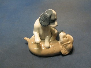 A Nao figure of 2 Spaniels, the base marked D25NY, 5"