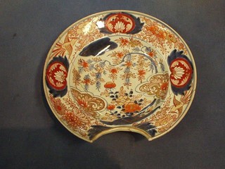 An 18th/19th Century Japanese Imari porcelain barber's bowl decorated birds 10" (f and r)
