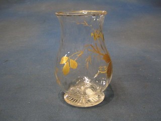 A Webb etched glass vase decorated blackberries 6"