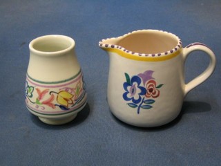 A Poole Pottery jug with rubber stamp mark 4" and a circular Poole Pottery vase 4"