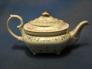 An 18th Century Crown Derby porcelain teapot with floral decoration, a turned wooden fruit bowl, an alabaster table lamp, an Arthur Wood celery jar and cover, a small collection of glassware and other decorative ceramics