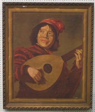 A coloured print "Minstrel with Mandolin" 31" x 26"