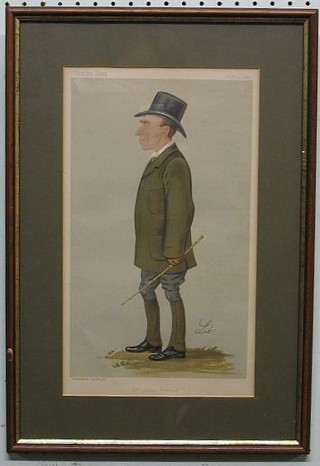 A Vanity Fair print "Mr John Porter" 13" x 7" contained in a double sided frame