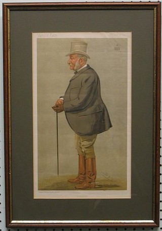 A Vanity Fair print "Badminton" 13" x 7" contained in a double sided frame 