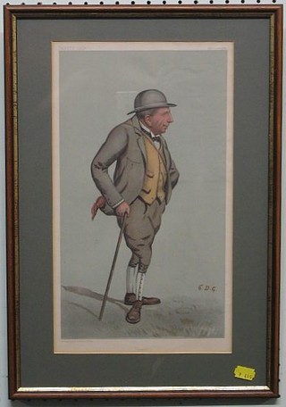 A  Vanity Fair print "Charlie" 13" x 7" contained in a double sided frame