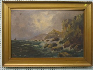 An Oil painting "Rocky Shore Scene"