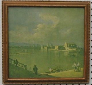 A 19th Century Medici Society print after Canoleto "Looking Towards Murano" 5" x 9"