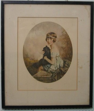 William Albert, a 19th Century coloured print "Play Mates" 14" oval