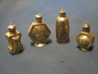 4 various Eastern engraved silver scent bottles