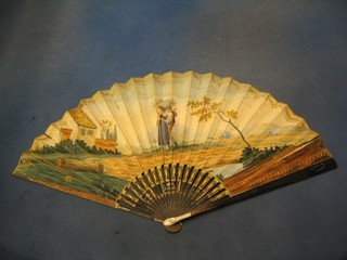 A 19th Century fan decorated a farmer and wife