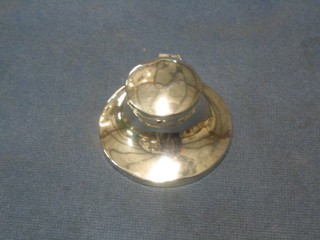 A silver capstan inkwell with hinged lid 2 1/2", marks rubbed