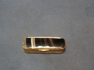 A 19th Century rectangular gilt metal and agate box with hinged lid 2"
