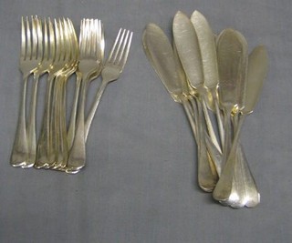 A collection of silver plated Old English pattern fish knives and forks