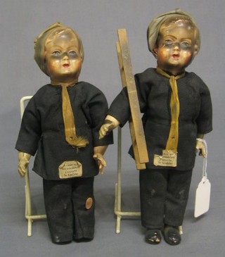 2 Continental celluloid figures of chimney sweeps 8" (both f)