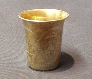 A Continental engraved silver beaker 3"