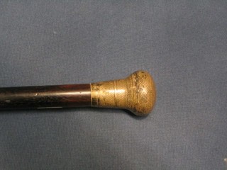 A 19th Century ebony walking cane with silver knob