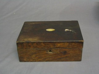 A quantity of costume jewellery contained in a 19th Century rosewood box with hinged lid