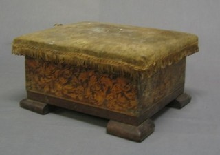 A square poker work stool, on bracket feet 11"