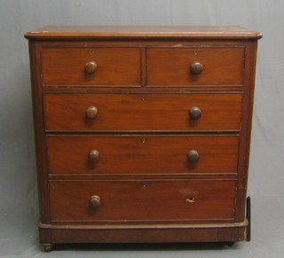 A Victorian mahogany D shaped chest of 2 short and 3 long drawers with tore handles 42"