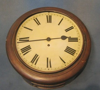 A 19th Century fusee wall clock with 12" painted dial with Roman numerals, the back plate marked W & H Sch, the reverse of the dial marked 28501, contained in an oak case