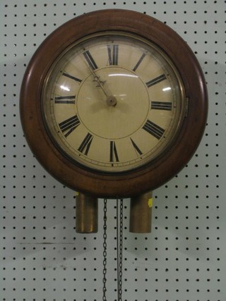 A Victorian striking Black Forest dial clock with 9" painted dial with Roman numerals contained in a mahogany case