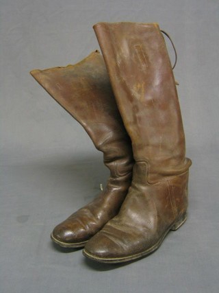 A pair of brown leather riding boots, approx size 7