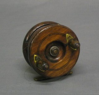 A 19th Century mahogany and brass Starback fishing reel 3"