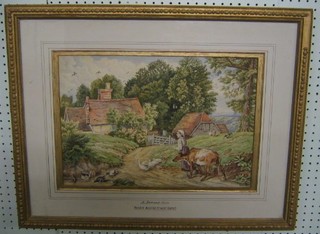 Robert Winter Frazer, watercolour "Farmyard Scene" monogrammed RWF, 12" x 17"