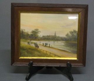 A 19th Century watercolour drawing "Park with Lake and Buildings in the Distance" 7" x 9"