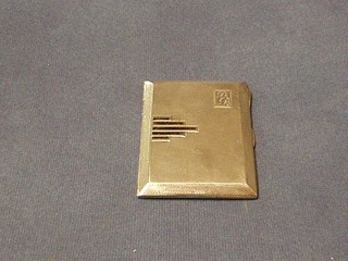 A lady's Art Deco silver cigarette case with engine turned and enamel decoration Birmingham 1933, 3 ozs