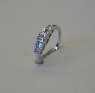 A lady's 18ct white gold Art Deco style dress ring set 5 diamonds approx. (0.6ct)