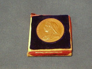 A Victorian bronze 1897 Jubilee medallion, cased