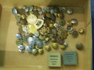 2 bronze Army Rifle Association medallions, a Royal Army Service Corps George V issue badge and a collection of military buttons etc