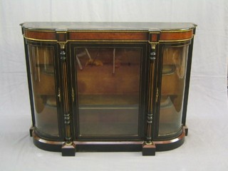 A Victorian ebonised and figured walnut credenza with gilt metal mounts throughout 54"