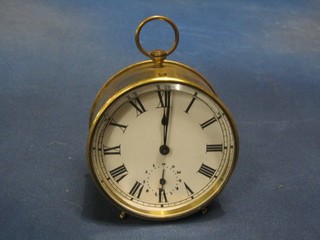 A 19th Century brass cased alarm clock 4"
