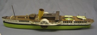 A 1920's wooden model of a paddle steamer 39"