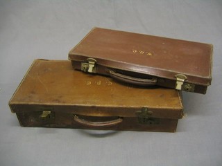 2 old leather attache cases