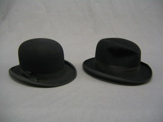A Celtic brand bowler hat together with a Homburg hat by Lincoln Bennett