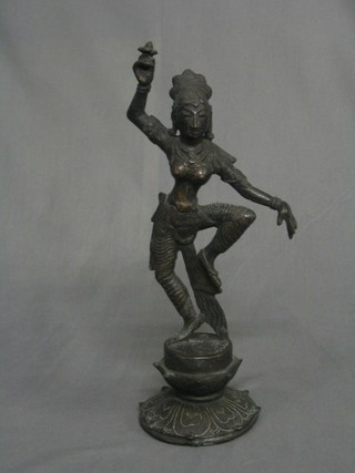 A modern Eastern bronze figure of a standing Deity 12"