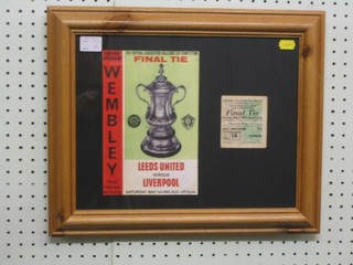 A 1965 Leeds Utd V Liverpool FA Cup Final framed photocopy of programme with original match ticket 